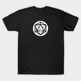 d20 black on white circle T-Shirt